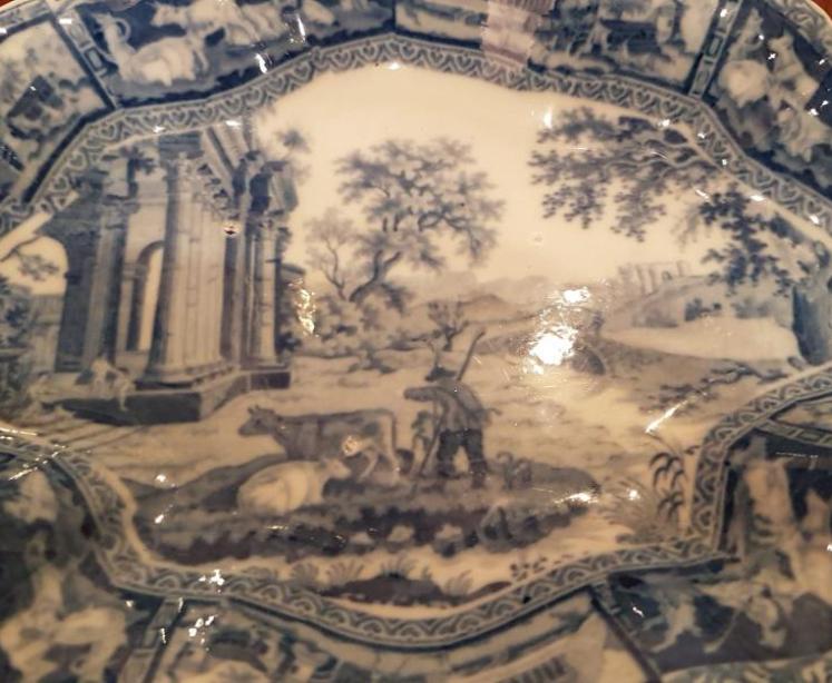 Early Victorian Adams Blue and White Transfer Print Dish - Image 2