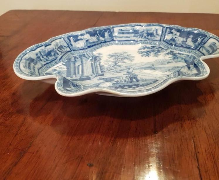Early Victorian Adams Blue and White Transfer Print Dish - Image 3