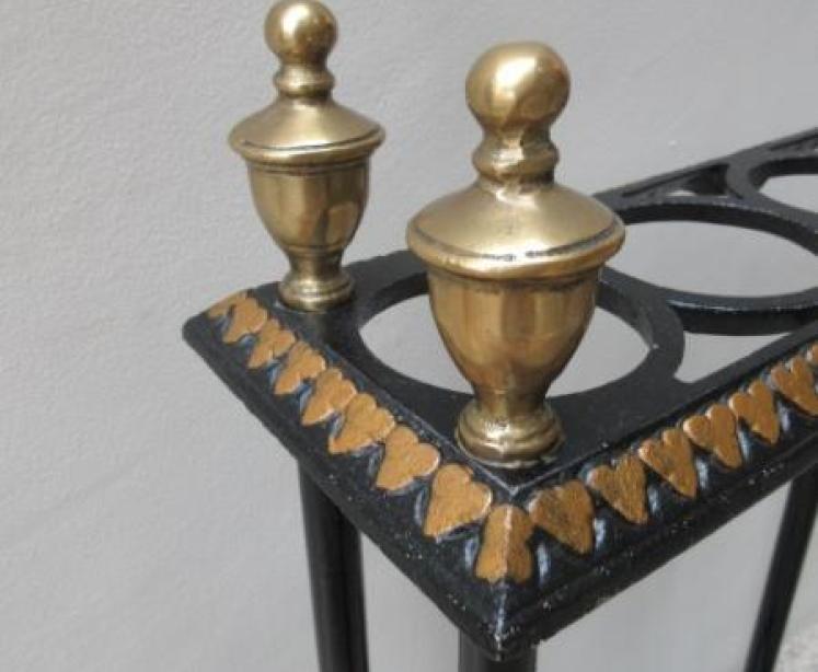 Victorian Antique Cast Iron Gilded Stick Stand - Image 4