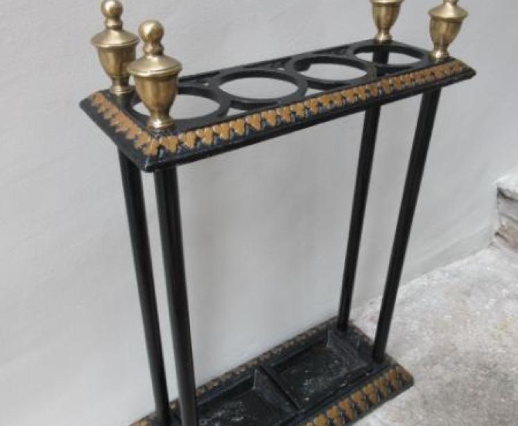 Victorian Antique Cast Iron Gilded Stick Stand - Image 5