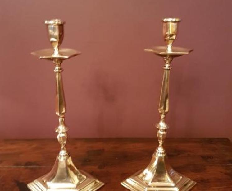 Pair of Early Victorian Cast Bronze Candlesticks - Image 1