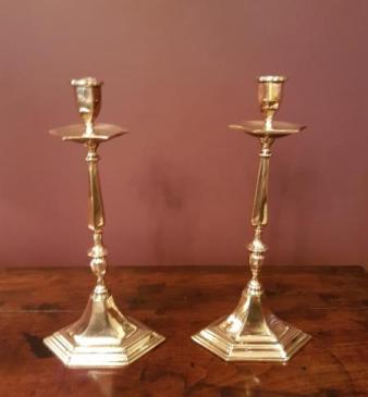 Pair of Early Victorian Cast Bronze Candlesticks