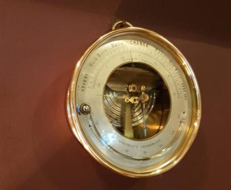 Antique Victorian Bronze Cased Marine Barometer - Image 1