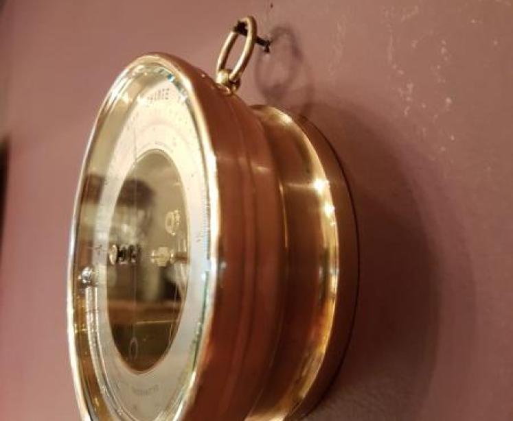 Antique Victorian Bronze Cased Marine Barometer - Image 2