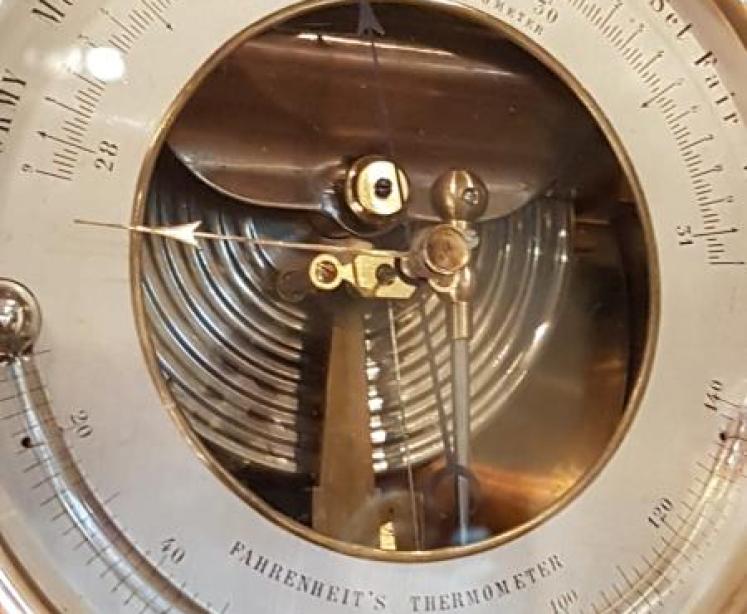 Antique Victorian Bronze Cased Marine Barometer - Image 5