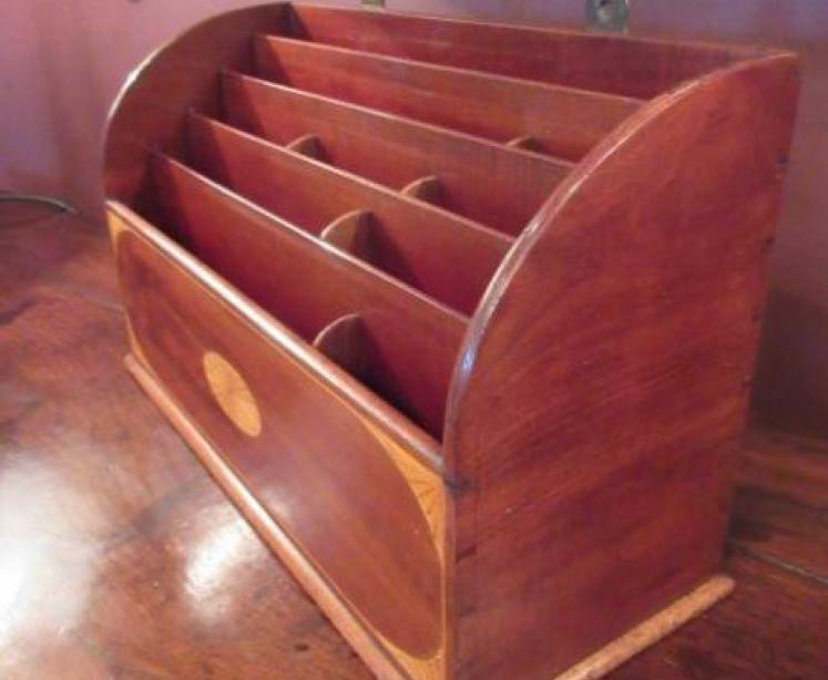 Edwardian Antique Sheraton Inlaid Stationery Rack - Image 5