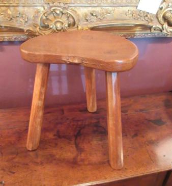 Genuine Mouseman Adzed Oak Kidney Shaped Stool