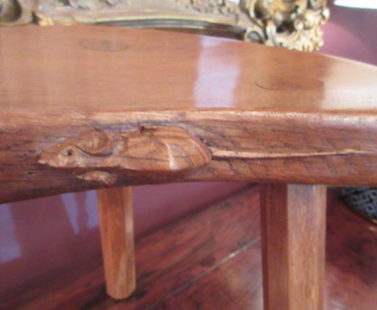 Genuine Mouseman Adzed Oak Kidney Shaped Stool - Image 2