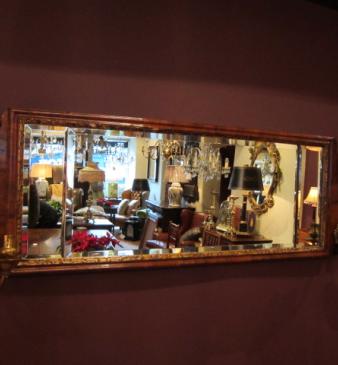 Superb George III Walnut Double Scounce Wall Mirror
