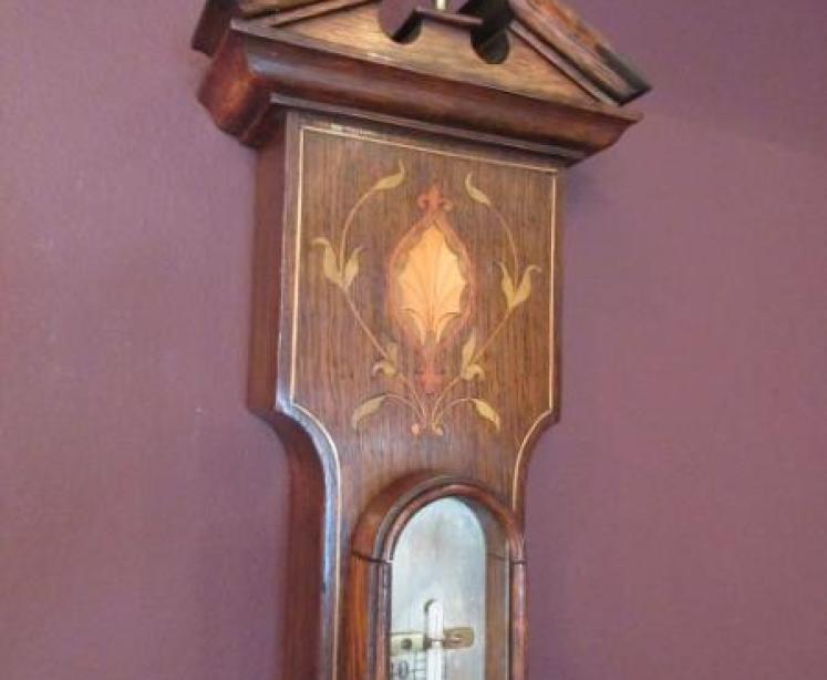 Mid Victorian Rosewood Inlaid Banjo Barometer - Image 5