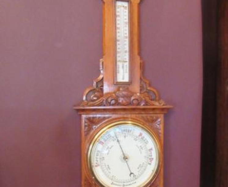 Mid Victorian Antique Polished Oak Banjo Barometer - Image 1