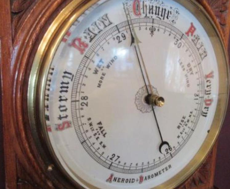 Mid Victorian Antique Polished Oak Banjo Barometer - Image 2