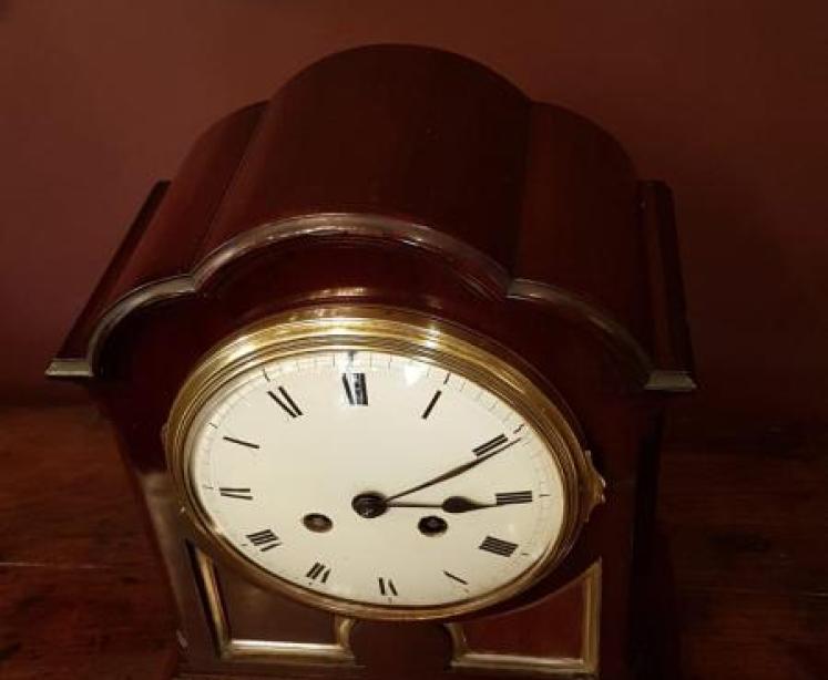 Antique Edwardian Mahogany 8 Day Mantel Clock - Image 4