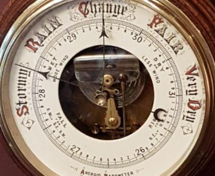 Victorian Carved Oak Banjo Barometer with Skeletonised Movement - Image 2