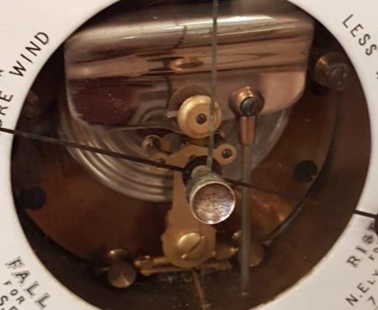 Victorian Carved Oak Banjo Barometer with Skeletonised Movement - Image 5