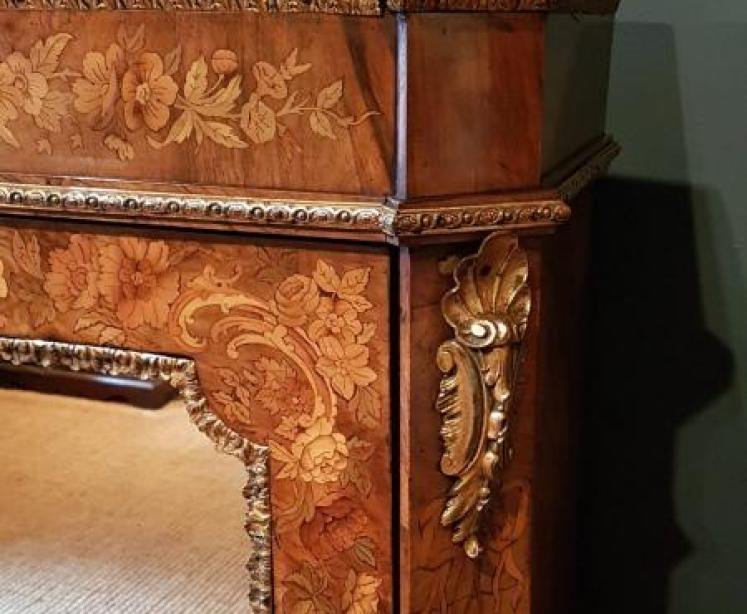Fine Quality Victorian Inlaid Walnut Mirror Door Side Cabinet - Image 3