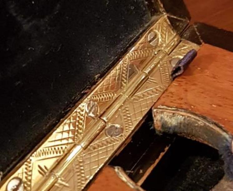 Victorian Burr Walnut Brass Bound Pocket Watch Box - Image 5