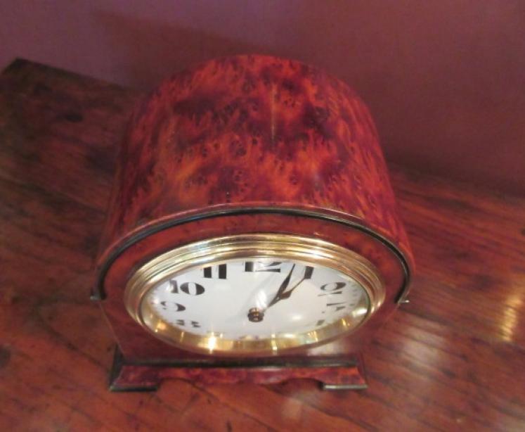 Edwardian Amboyna & Ebony Inlaid Mantel Clock - Image 2