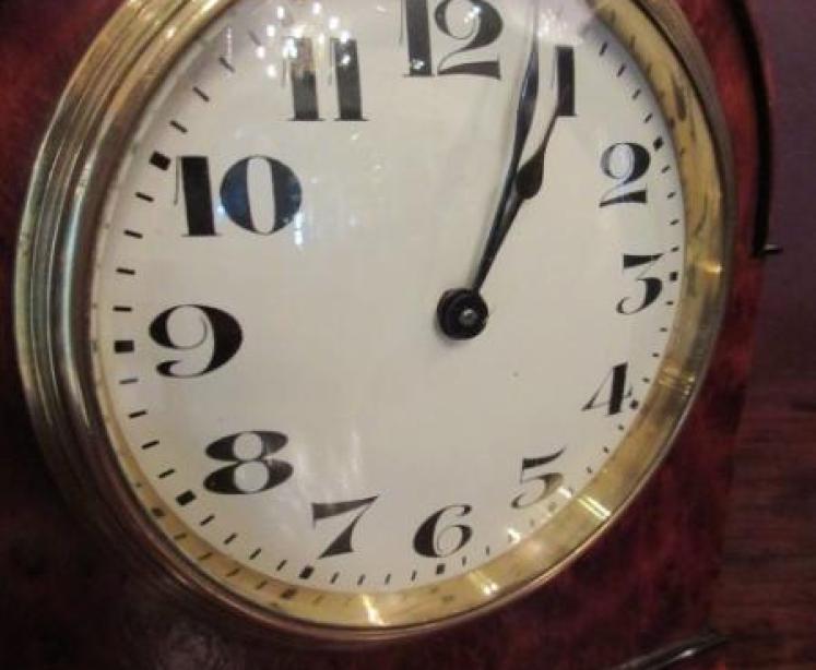 Edwardian Amboyna & Ebony Inlaid Mantel Clock - Image 3