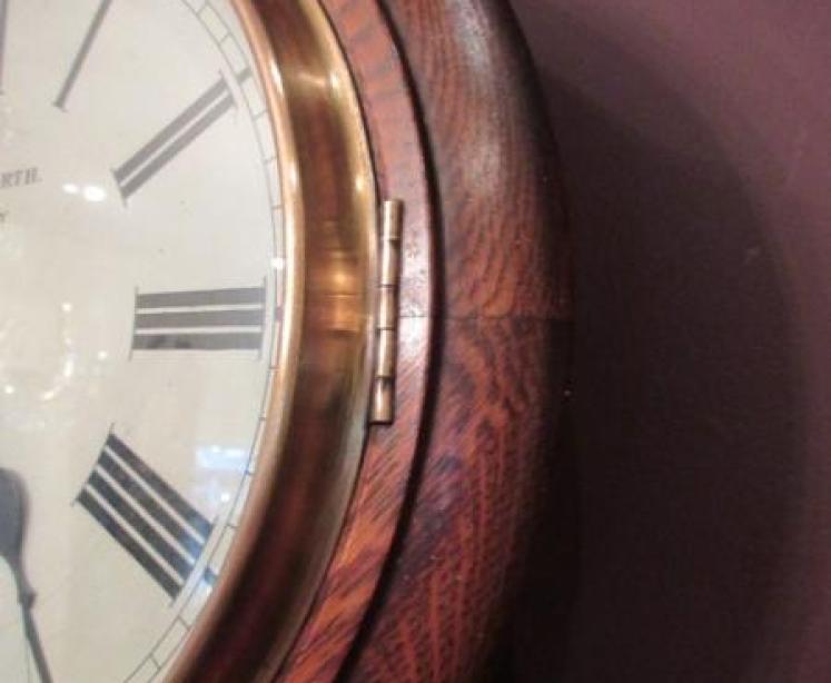 Antique Polished Oak English 10" Dial Wall Clock - Image 3