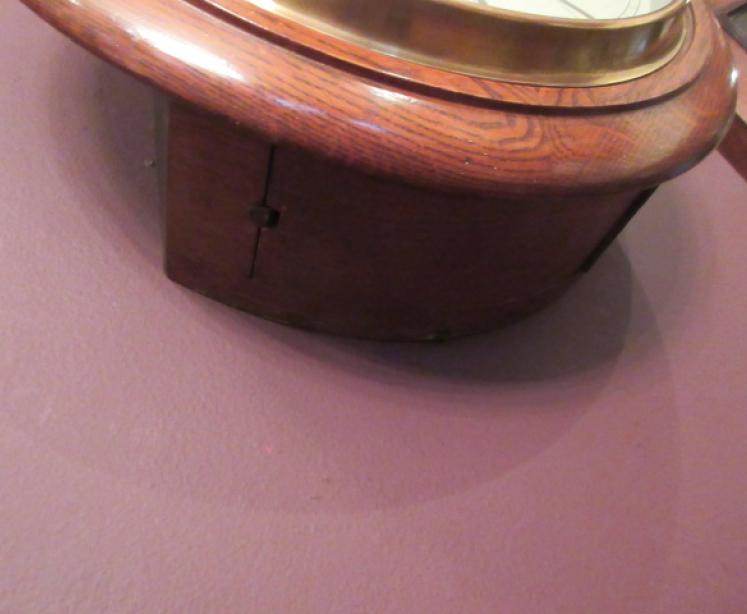 Antique Polished Oak English 10" Dial Wall Clock - Image 4