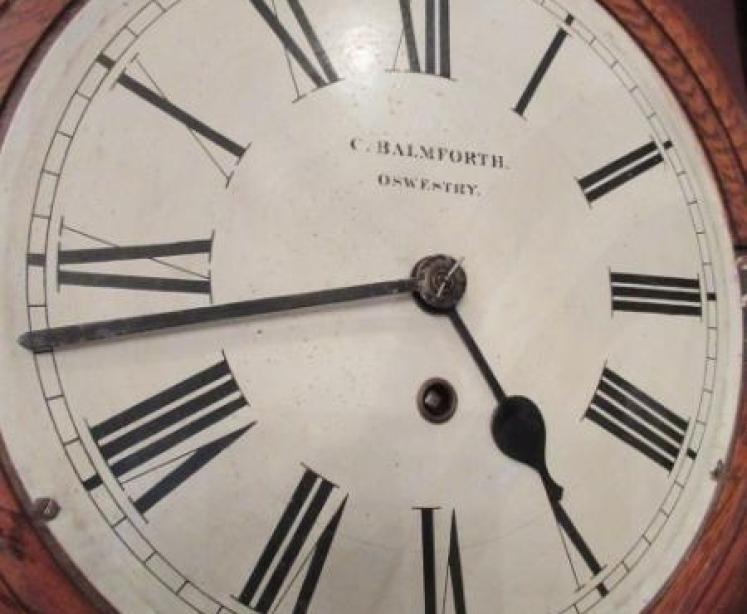 Antique Polished Oak English 10" Dial Wall Clock - Image 5