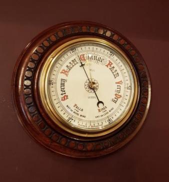 Quality Large Victorian Carved Mahogany Cased Android Barometer
