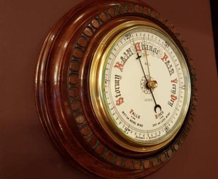 Quality Large Victorian Carved Mahogany Cased Android Barometer - Image 2