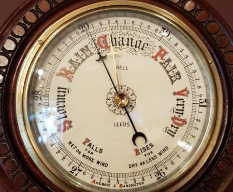 Quality Large Victorian Carved Mahogany Cased Android Barometer - Image 3