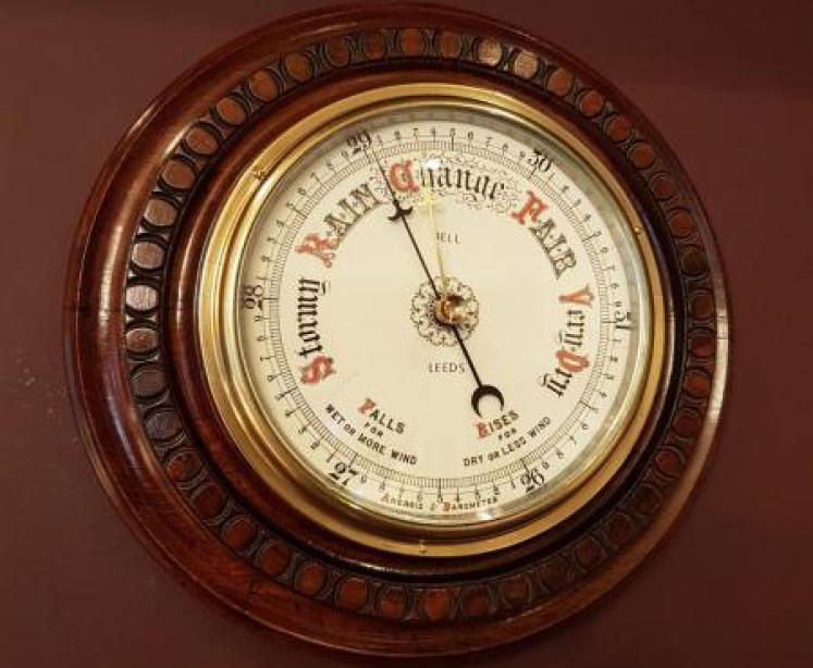 Quality Large Victorian Carved Mahogany Cased Android Barometer - Image 5