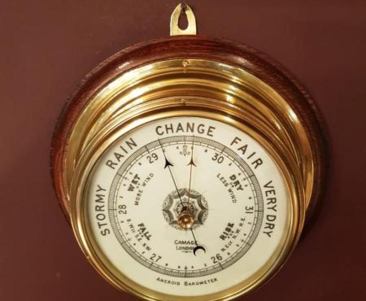 Victorian Brass Bulk Head Marine Barometer by Gamage London  - Image 5