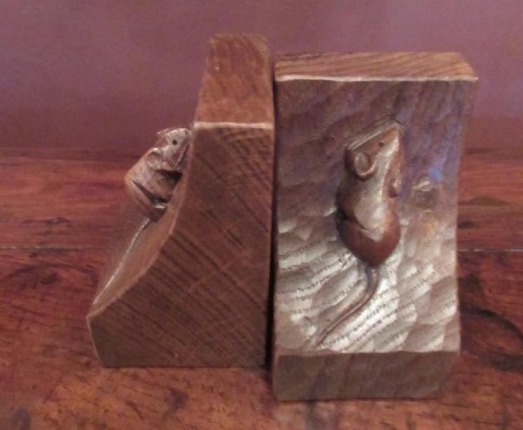 Pair of Mouseman Adzed Oak Bookends - Image 4
