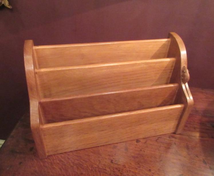 Thompsons of  Kilburn Mouseman Oak Letter Rack - Image 1
