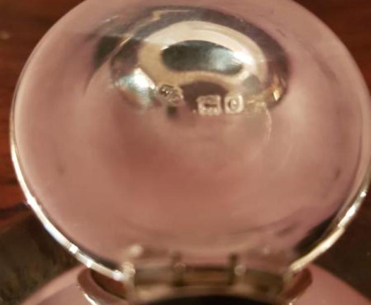 Victorian Silver Topped Desk Paperweight Ink Well - Image 4