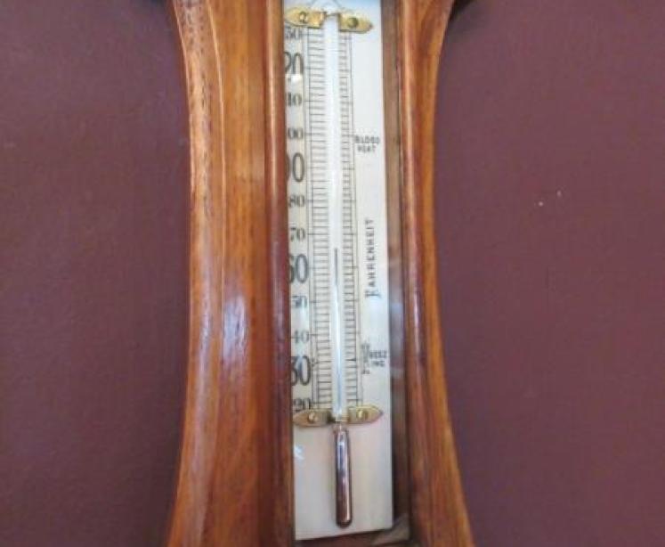 Small Mid Victorian Antique Oak Banjo Barometer - Image 3