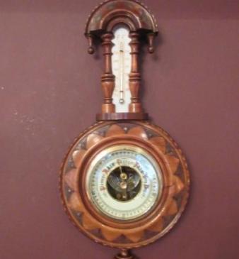 Small Victorian Antique Walnut Pendant Barometer