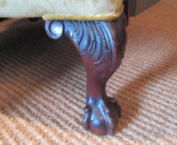 Superb George III Style Antique Upholstered Wing Armchair - Image 3