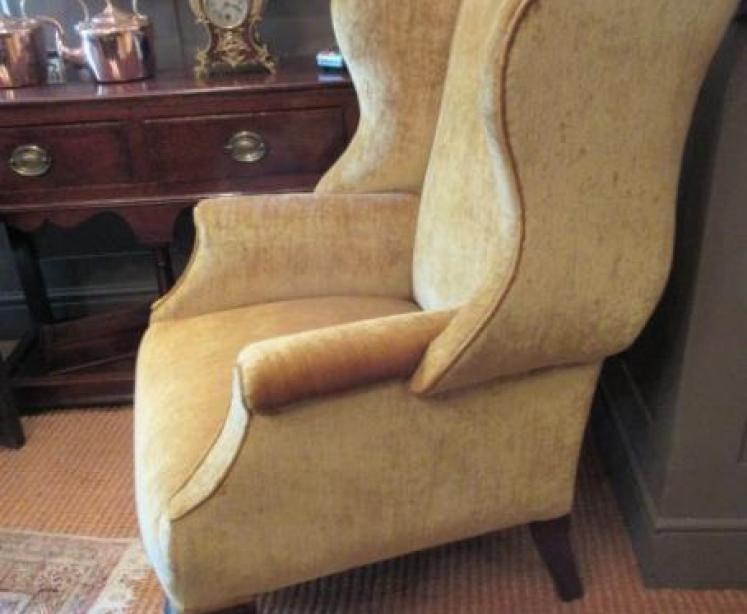 Superb George III Style Antique Upholstered Wing Armchair - Image 5