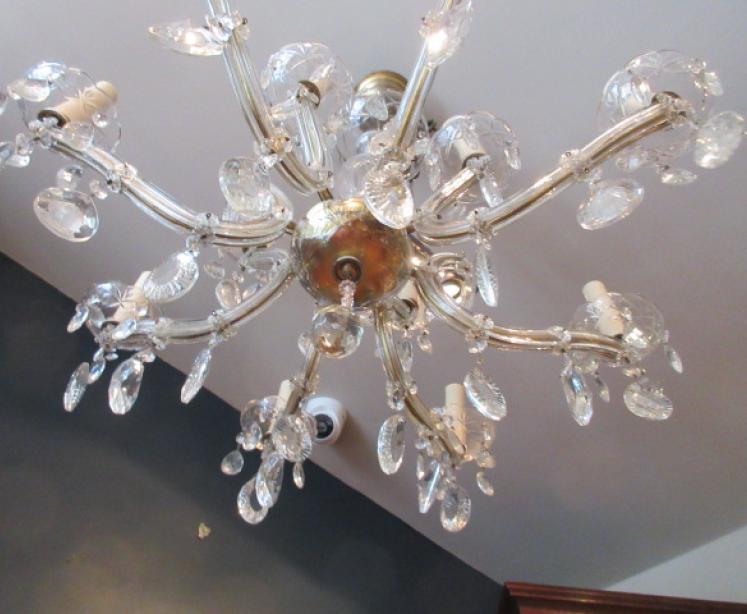 Antique Crystal Cut Glass Two Tier Chandelier - Image 2