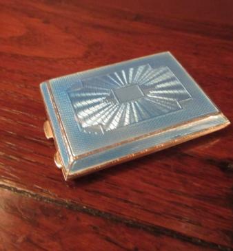 George V Period Silver & Pale Blue Enamel Card Case