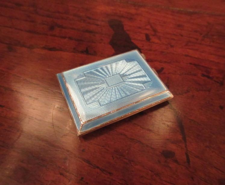 George V Period Silver & Pale Blue Enamel Card Case - Image 5