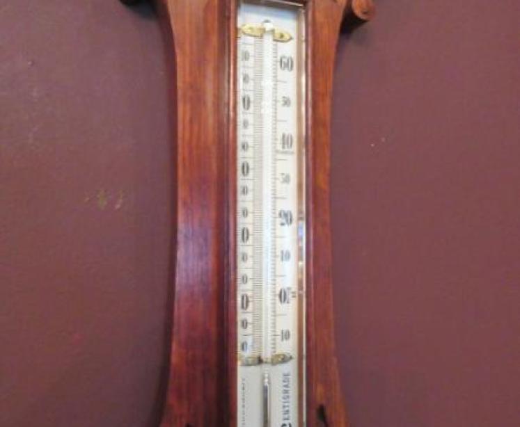 Victorian Oak Banjo Barometer with Skeletonised Movement - Image 4