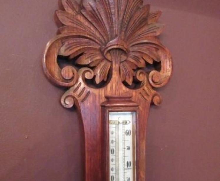 Victorian Oak Banjo Barometer with Skeletonised Movement - Image 5