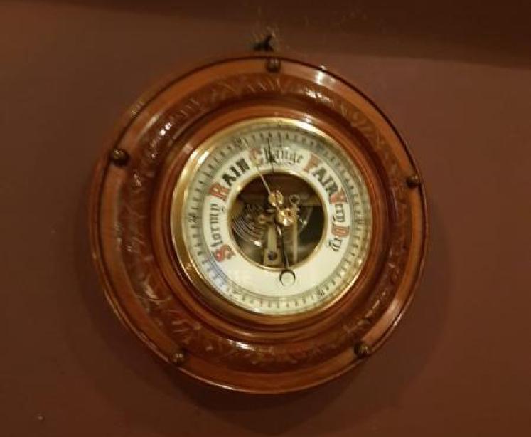 Antique Carved Mahogany Edwardian Barometer - Image 1