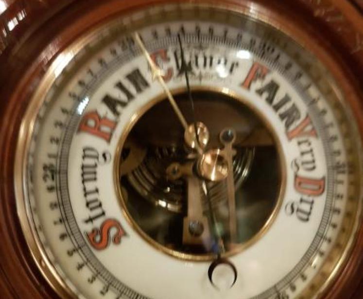 Antique Carved Mahogany Edwardian Barometer - Image 2