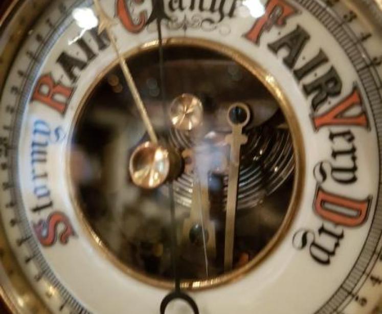 Antique Carved Mahogany Edwardian Barometer - Image 3