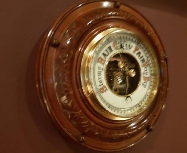 Antique Carved Mahogany Edwardian Barometer - Image 5