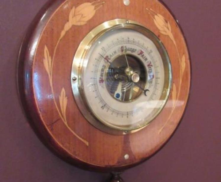 Edwardian Antique Inlaid Pendant Banjo Barometer - Image 2