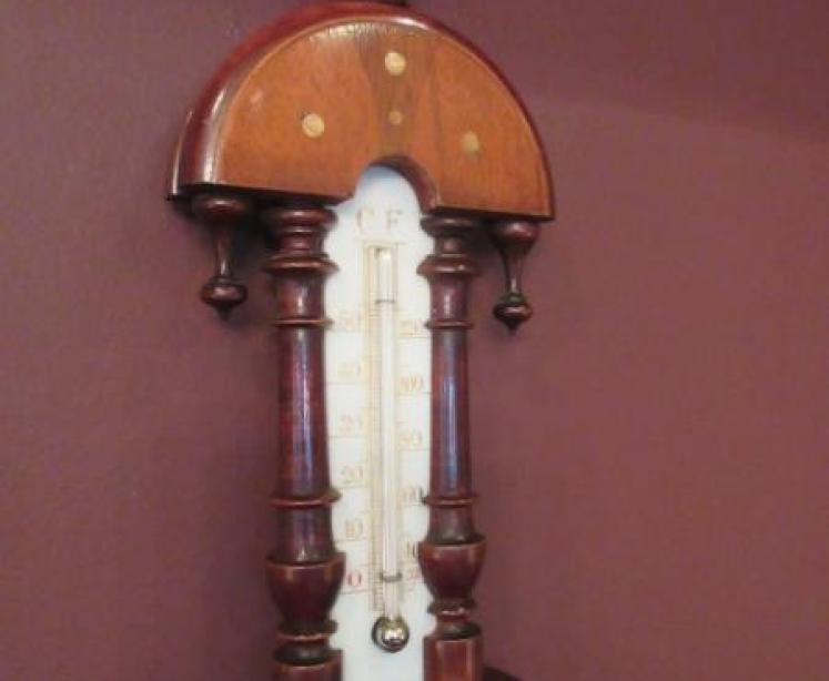Edwardian Antique Inlaid Pendant Banjo Barometer - Image 3
