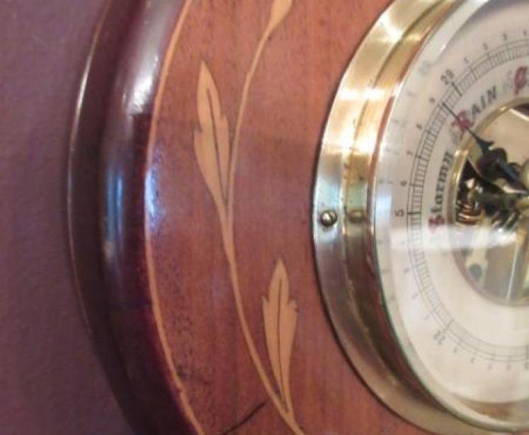 Edwardian Antique Inlaid Pendant Banjo Barometer - Image 4